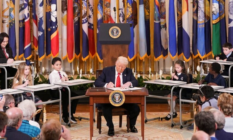 Trump signs order gutting Department of Education while surrounded by kids Trump signs order gutting Department of Education while surrounded by kids