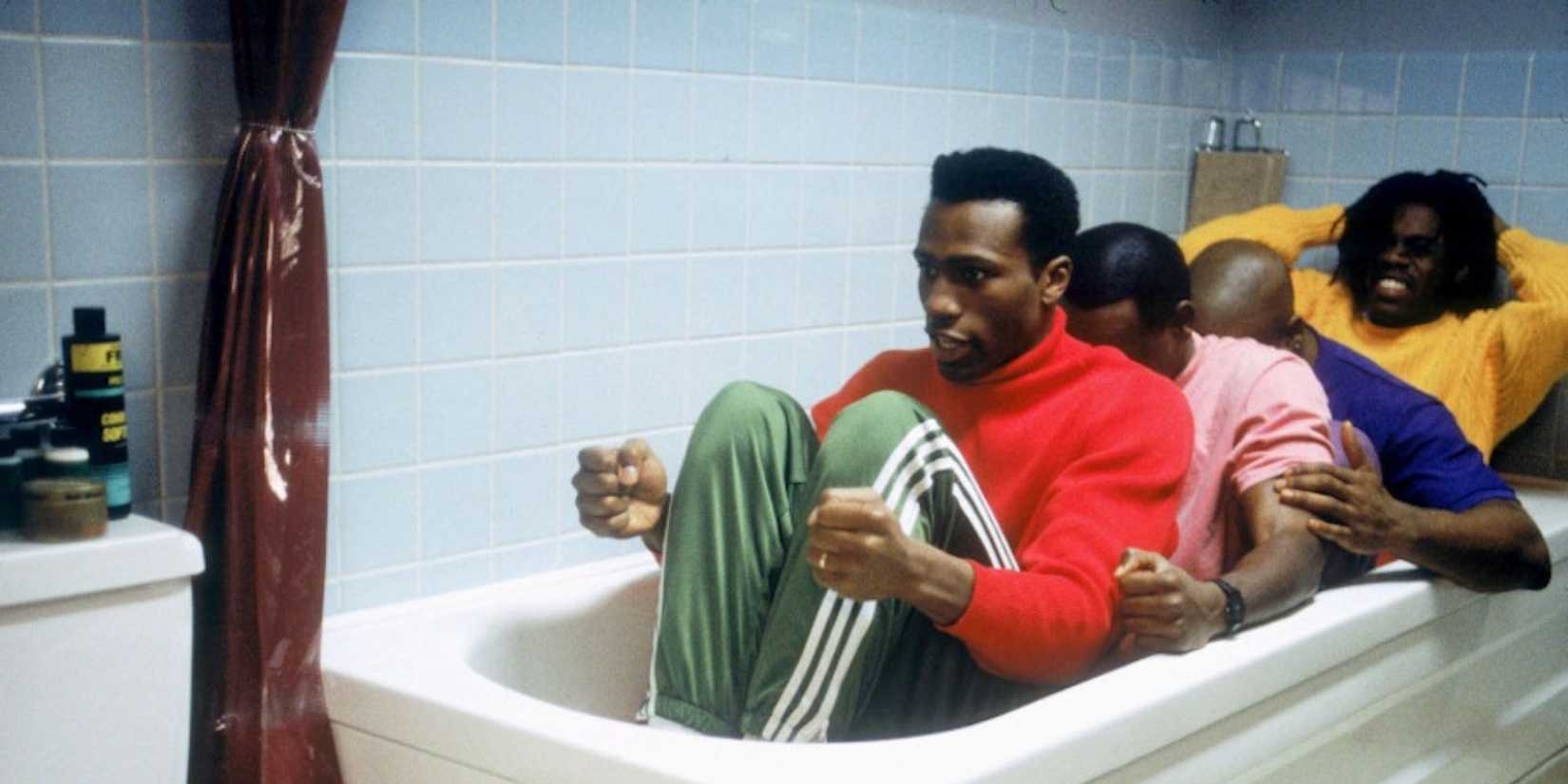 The team from Cool Runnings practice in a bathtub together.